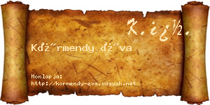 Körmendy Éva névjegykártya