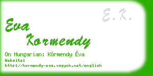 eva kormendy business card